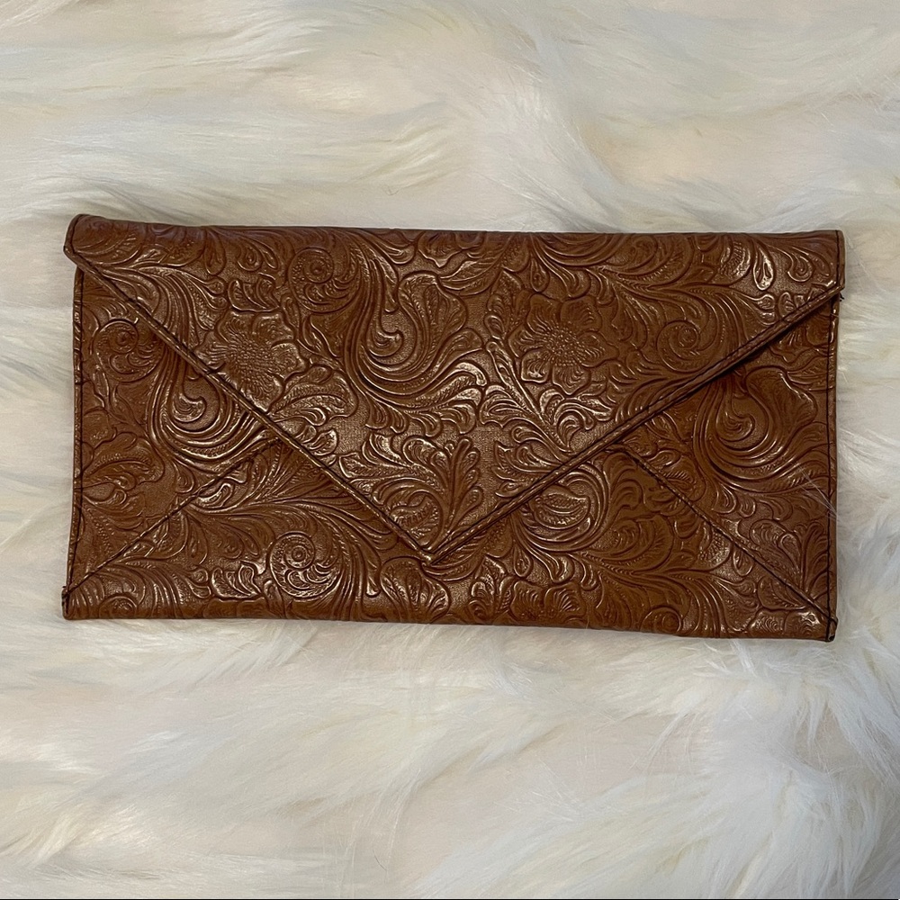 Cognac envelope clutch